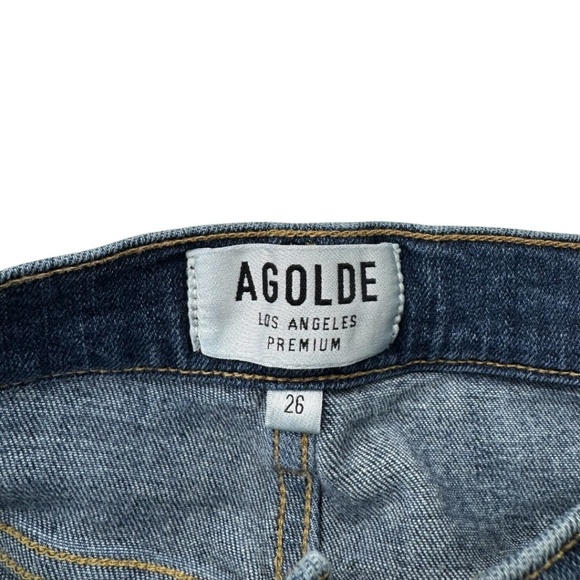 Agolde Jeans Dark Wash High Rise Distressed Skinny Denim Jeans 26 - Picture 3 of 13